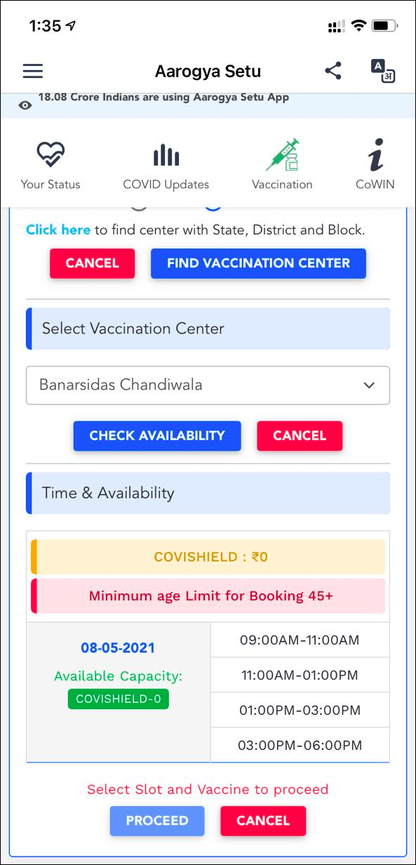 availability of the vaccination