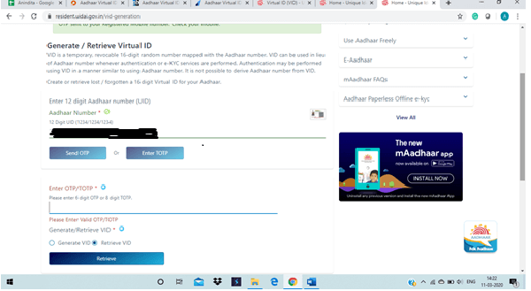 Generate VID” or “Retrieve VID